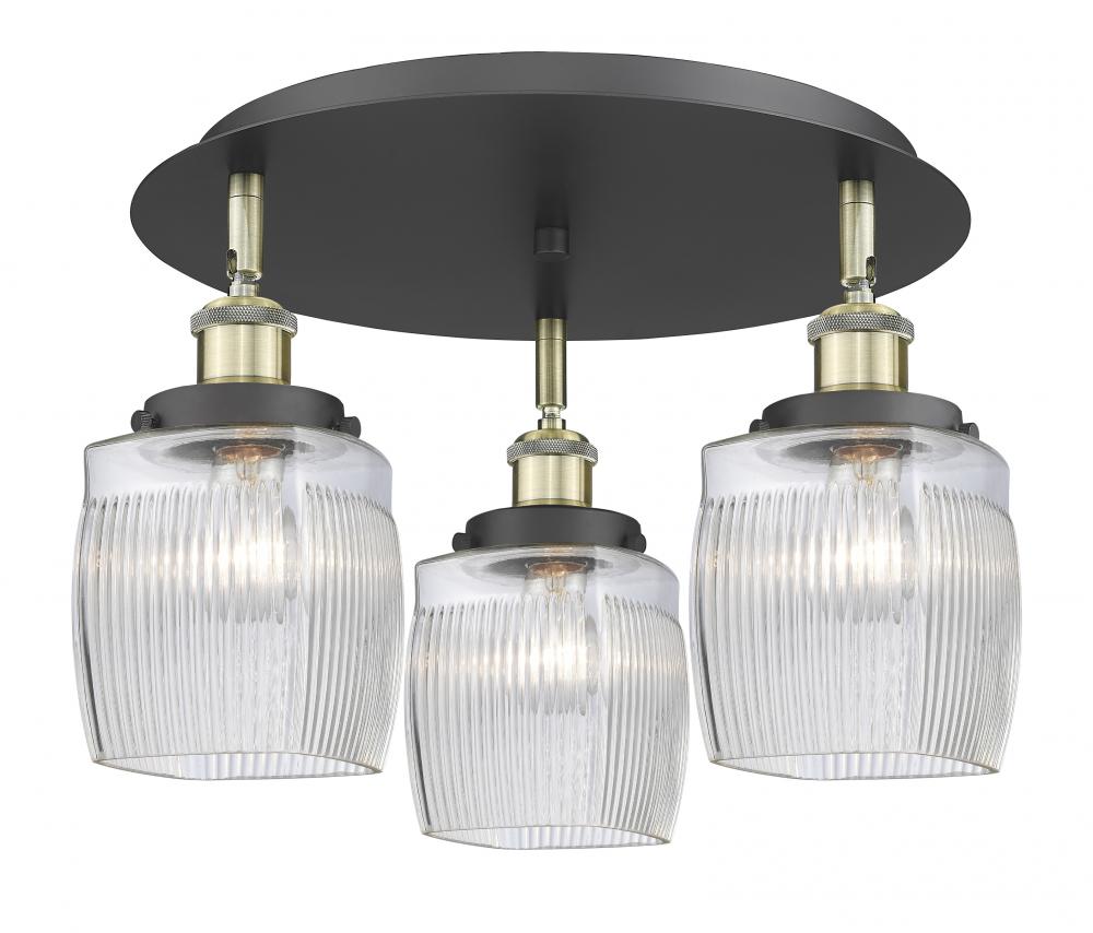 Colton - 3 Light - 17 inch - Black Antique Brass - Semi-Flush Mount