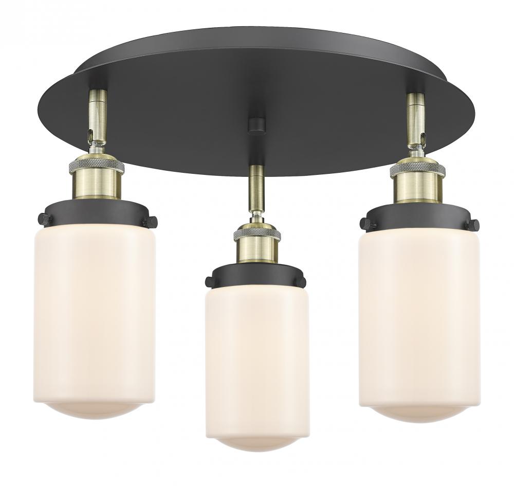 Dover - 3 Light - 16 inch - Black Antique Brass - Semi-Flush Mount
