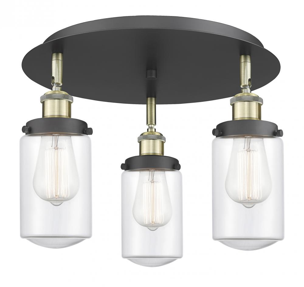 Dover - 3 Light - 16 inch - Black Antique Brass - Semi-Flush Mount