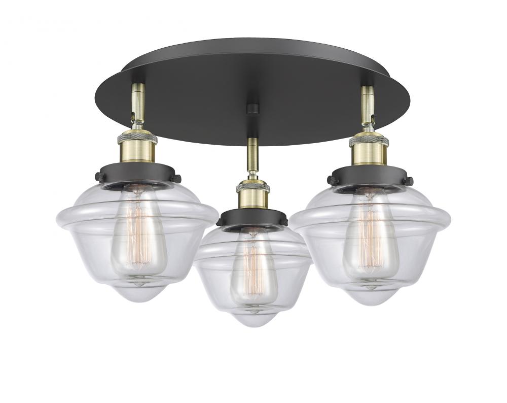 Oxford - 3 Light - 19 inch - Black Antique Brass - Semi-Flush Mount