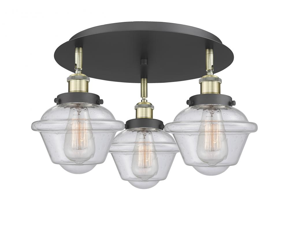 Oxford - 3 Light - 19 inch - Black Antique Brass - Semi-Flush Mount