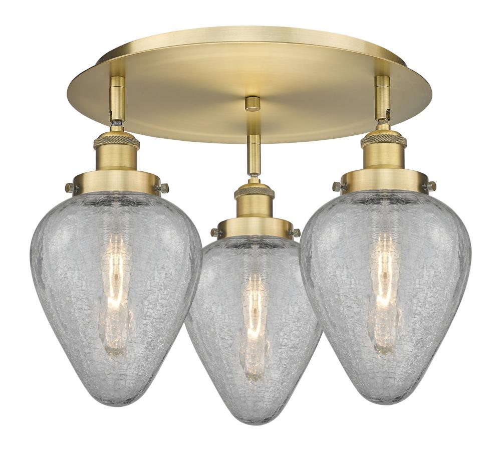 Geneseo - 3 Light - 18 inch - Brushed Brass - Semi-Flush Mount