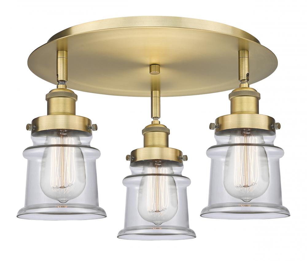 Canton - 3 Light - 17 inch - Brushed Brass - Semi-Flush Mount