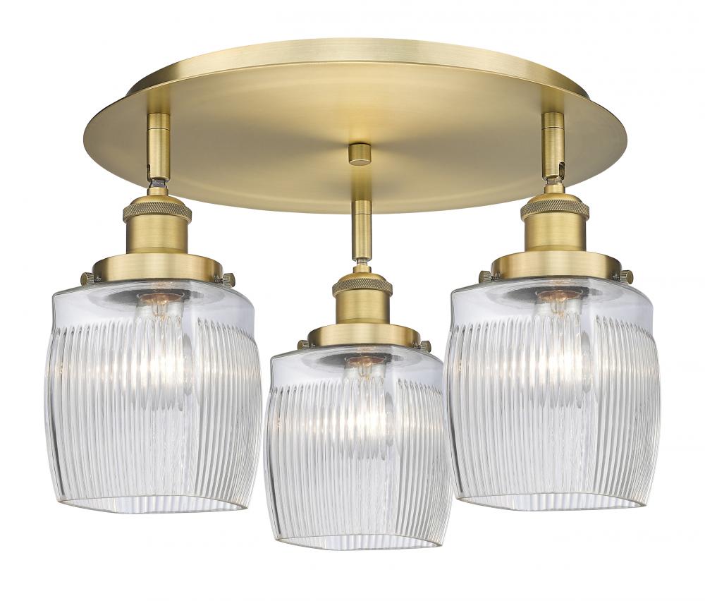 Colton - 3 Light - 17 inch - Brushed Brass - Semi-Flush Mount