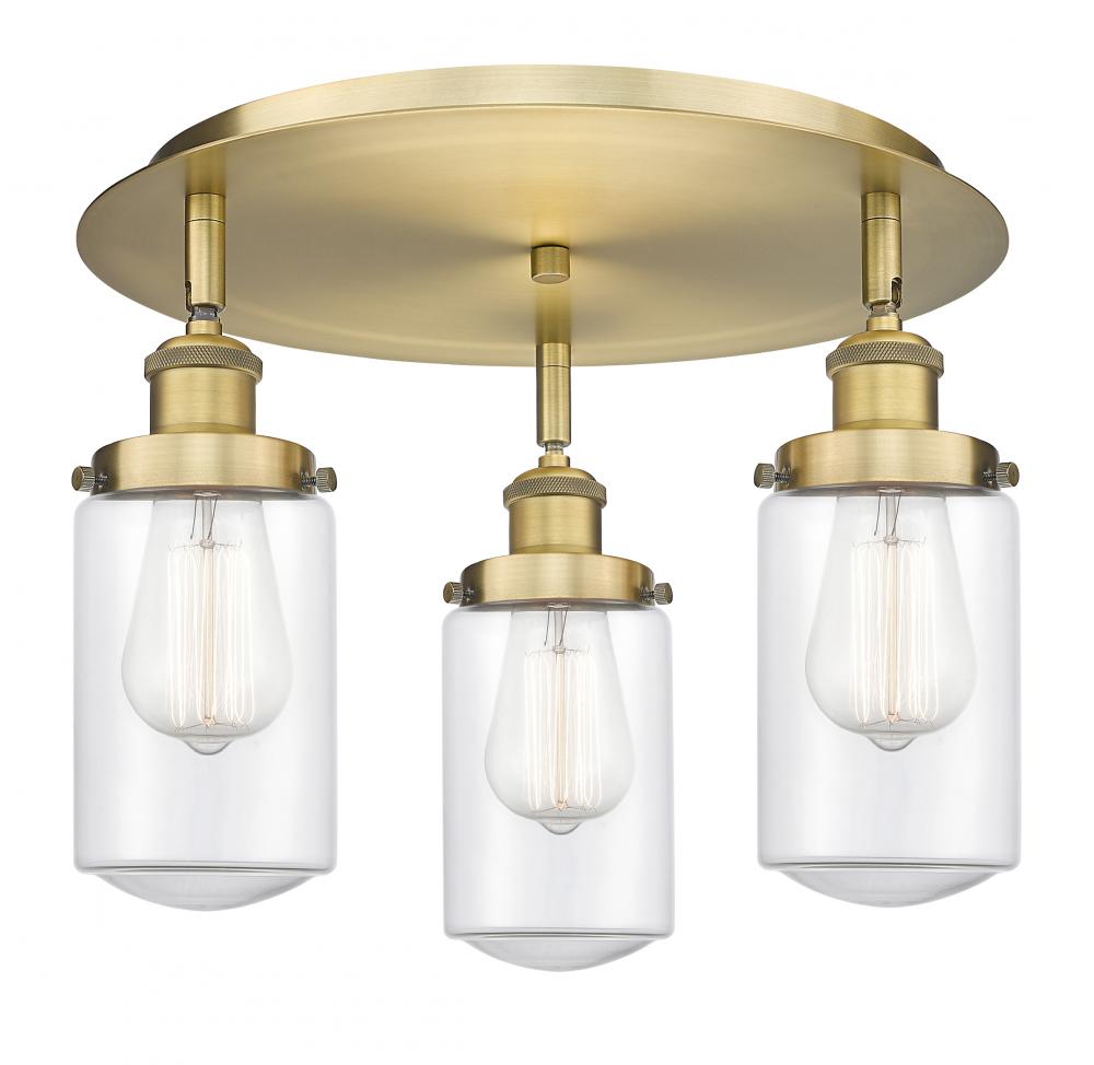 Dover - 3 Light - 16 inch - Brushed Brass - Semi-Flush Mount