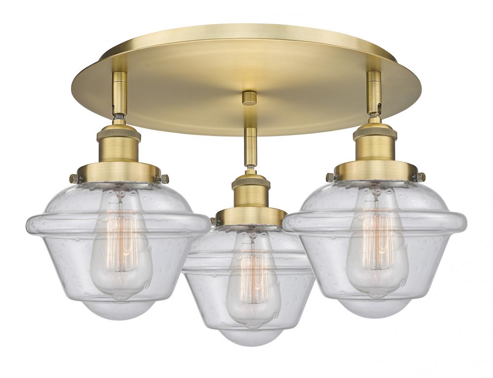 Oxford - 3 Light - 19 inch - Brushed Brass - Semi-Flush Mount