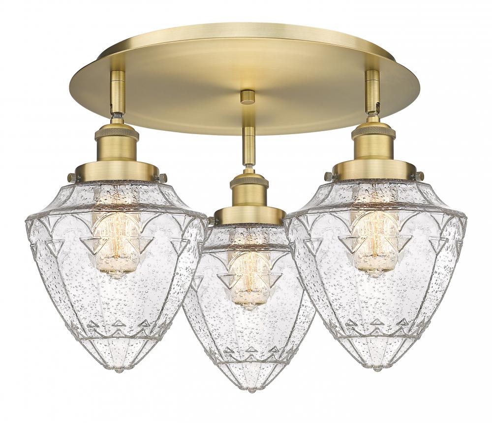 Bullet - 3 Light - 18 inch - Brushed Brass - Semi-Flush Mount
