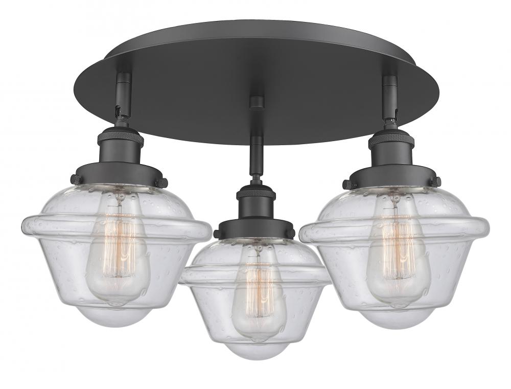 Oxford - 3 Light - 19 inch - Matte Black - Semi-Flush Mount