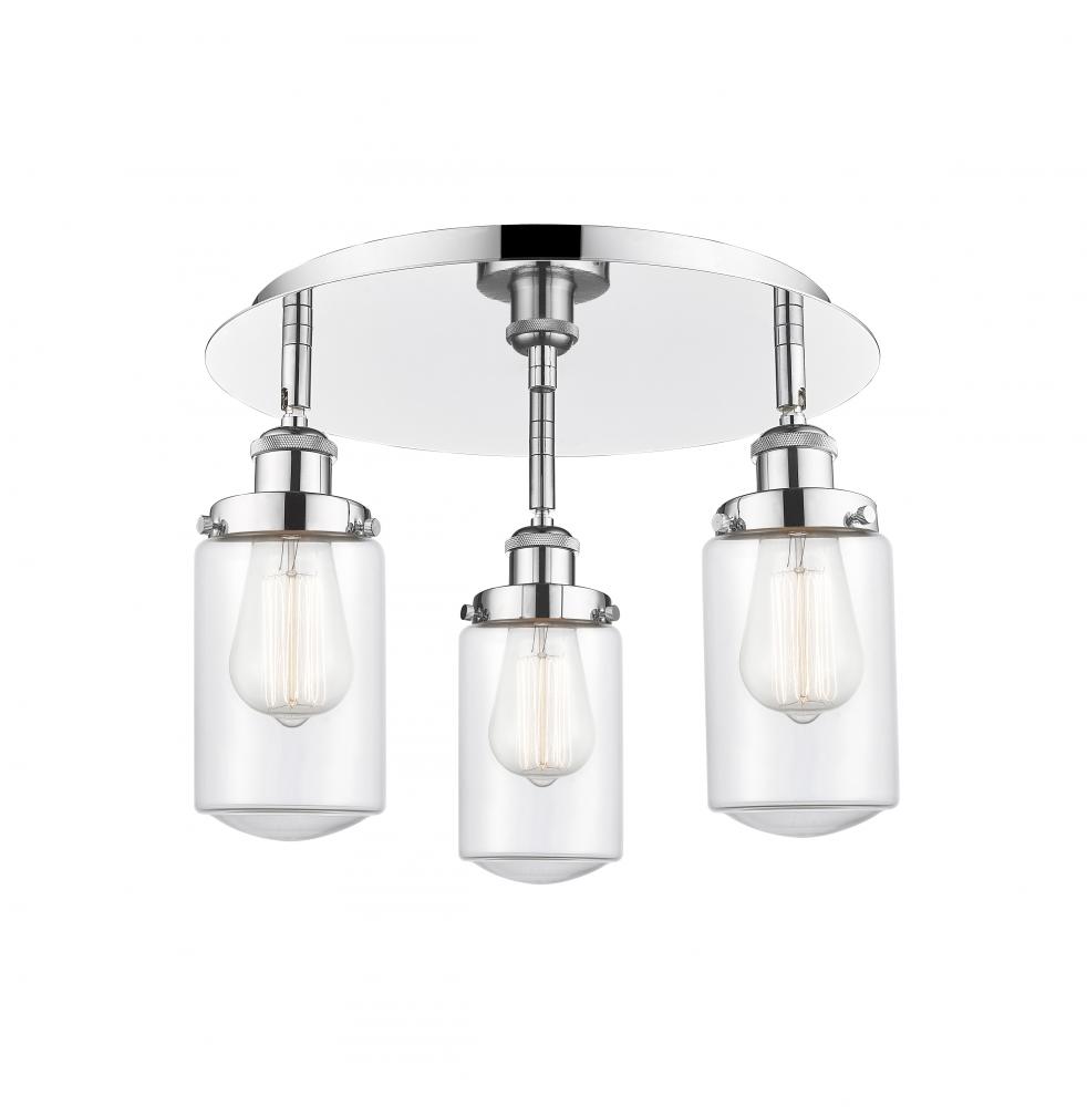 Dover - 3 Light - 16 inch - Polished Chrome - Semi-Flush Mount