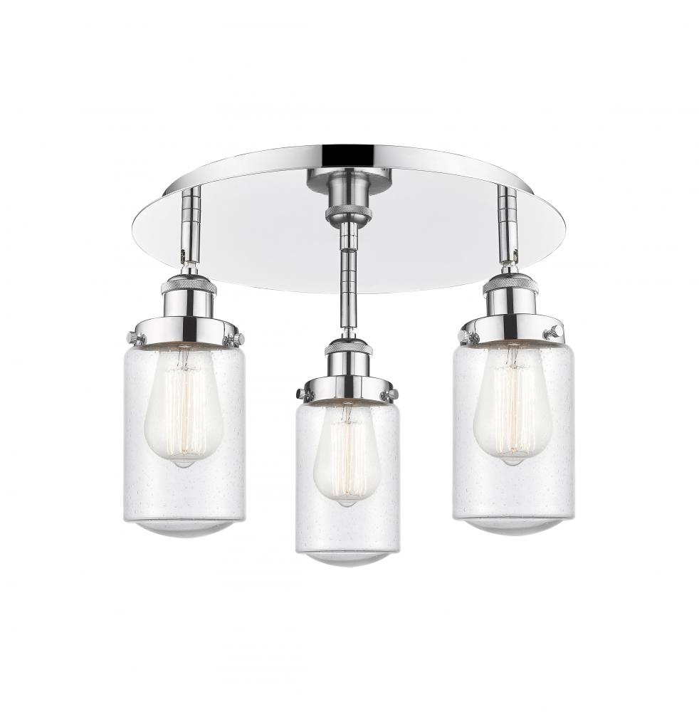 Dover - 3 Light - 16 inch - Polished Chrome - Semi-Flush Mount