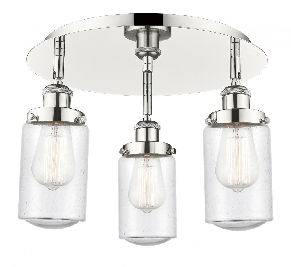 Dover - 3 Light - 16 inch - Polished Nickel - Semi-Flush Mount
