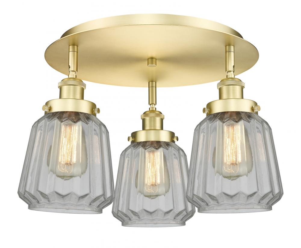 Chatham - 3 Light - 19 inch - Satin Gold - Semi-Flush Mount