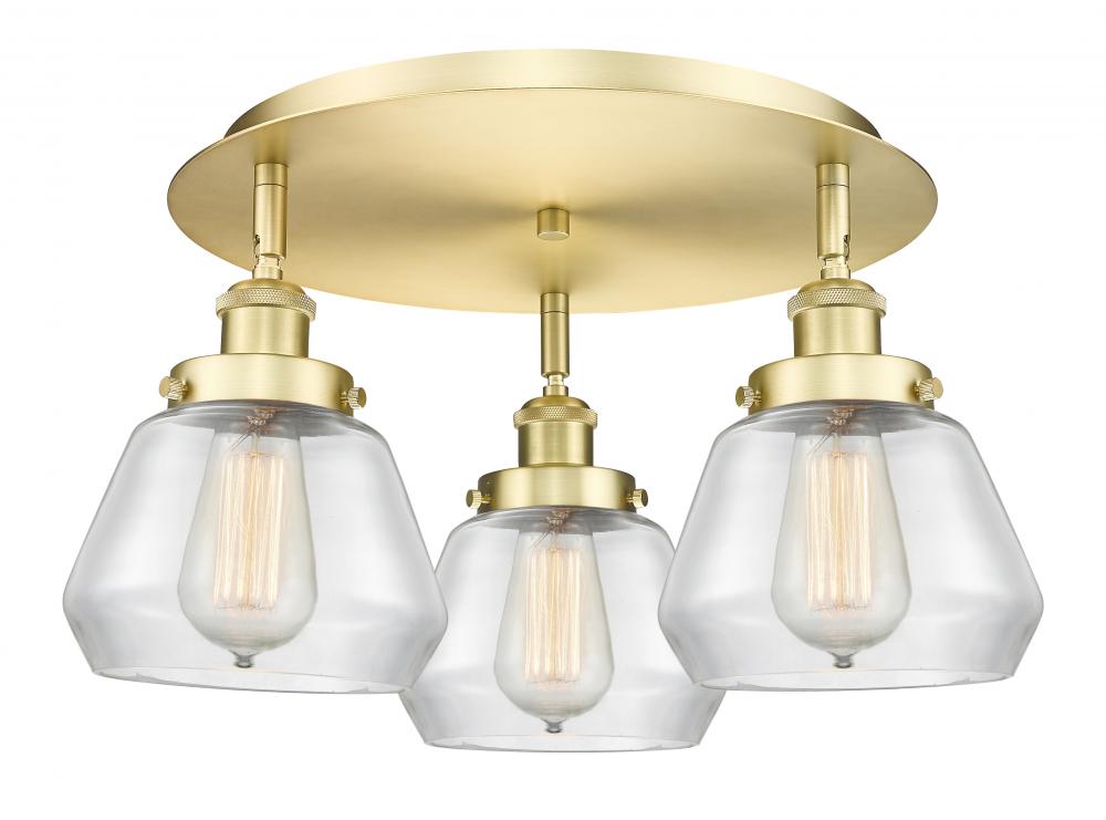 Fulton - 3 Light - 19 inch - Satin Gold - Semi-Flush Mount