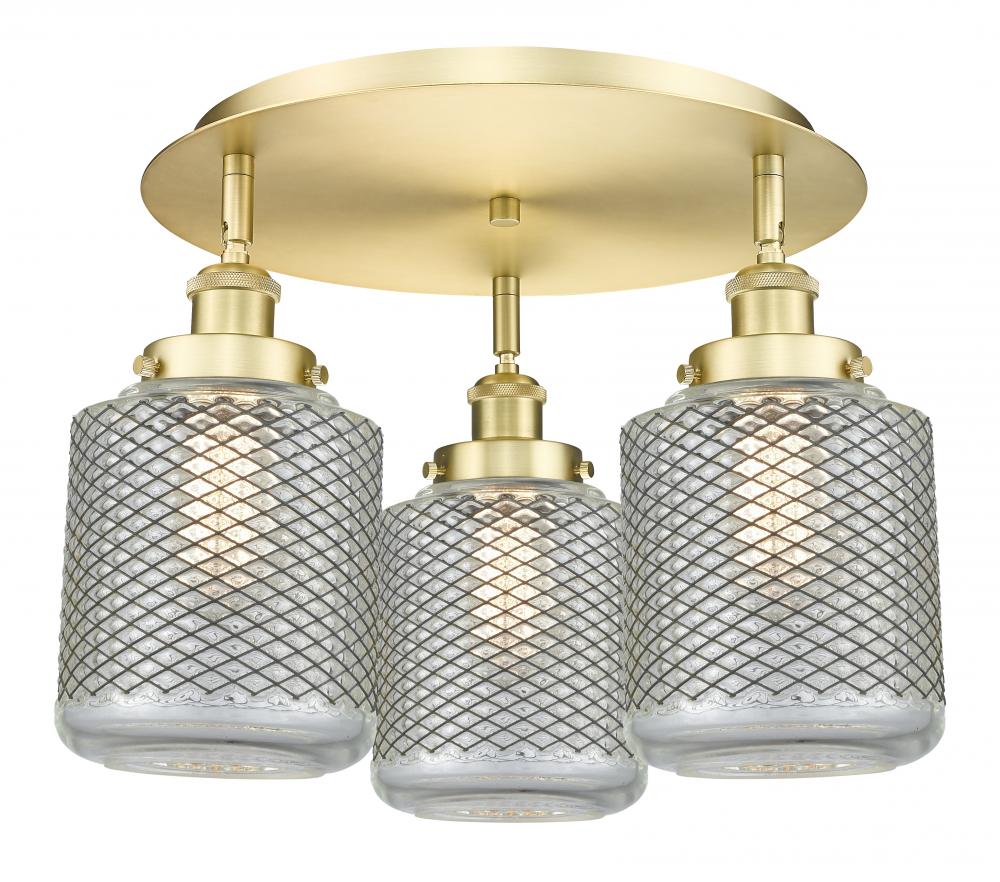 Edison - 3 Light - 18 inch - Satin Gold - Semi-Flush Mount