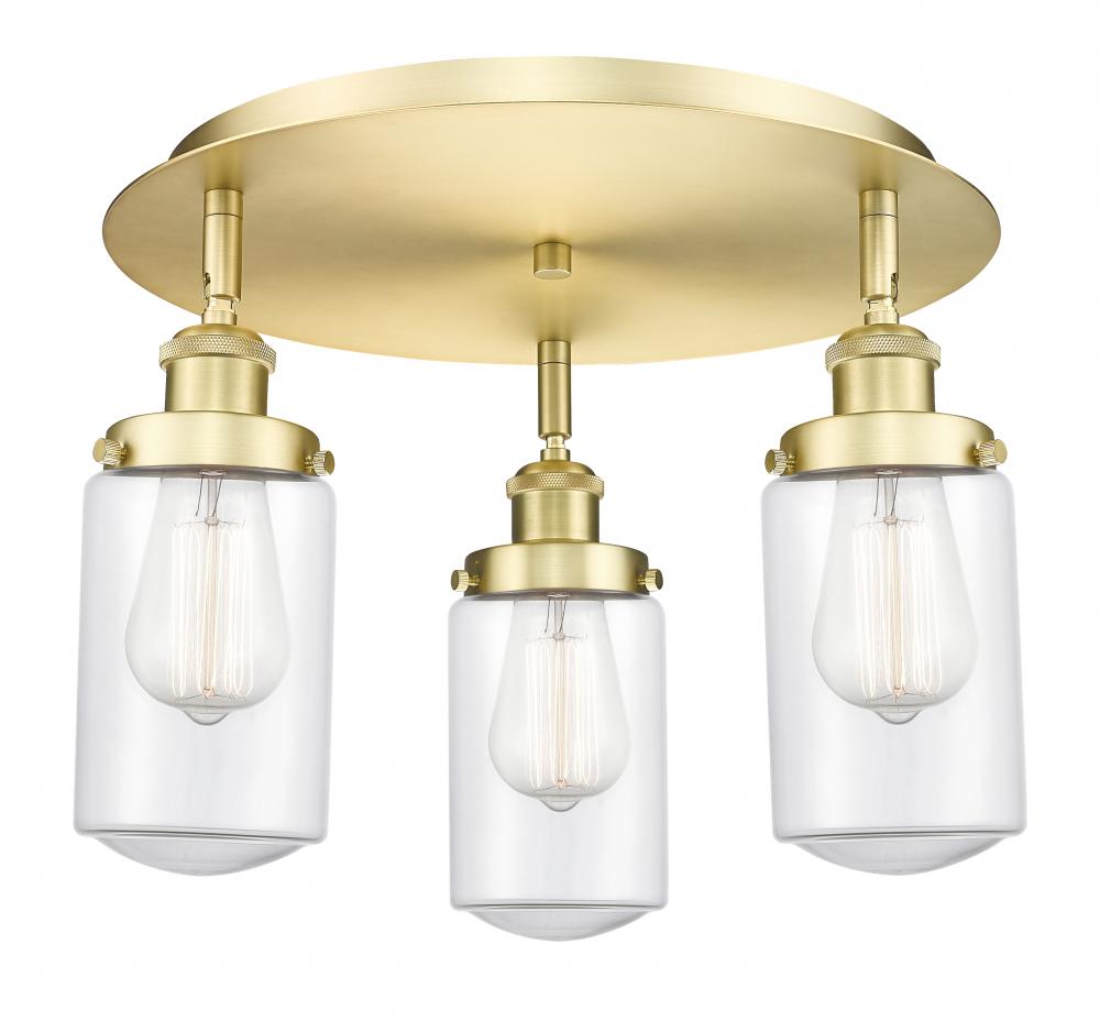 Dover - 3 Light - 16 inch - Satin Gold - Semi-Flush Mount