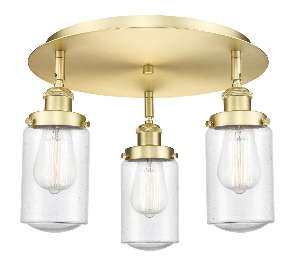 Dover - 3 Light - 16 inch - Satin Gold - Semi-Flush Mount