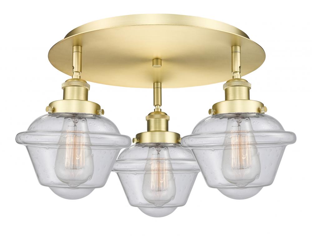 Oxford - 3 Light - 19 inch - Satin Gold - Semi-Flush Mount