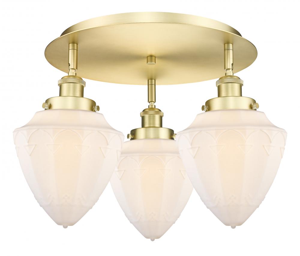 Bullet - 3 Light - 18 inch - Satin Gold - Semi-Flush Mount