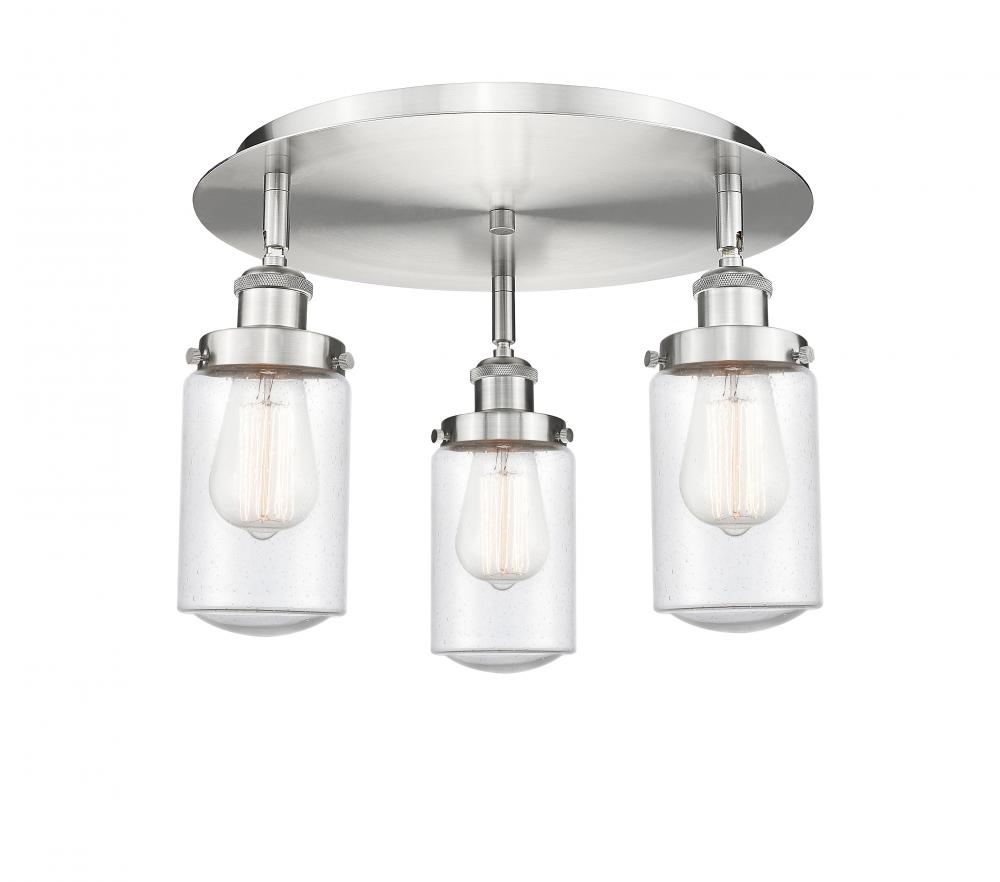 Dover - 3 Light - 16 inch - Satin Nickel - Semi-Flush Mount