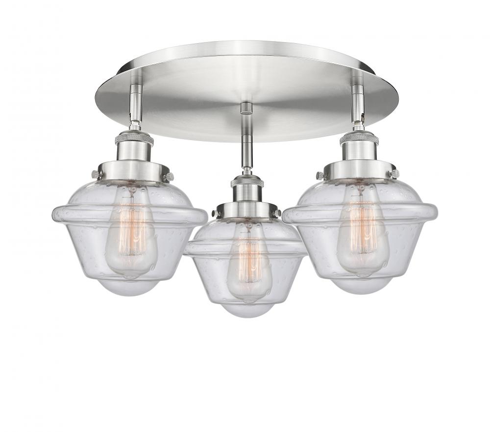 Oxford - 3 Light - 19 inch - Satin Nickel - Semi-Flush Mount