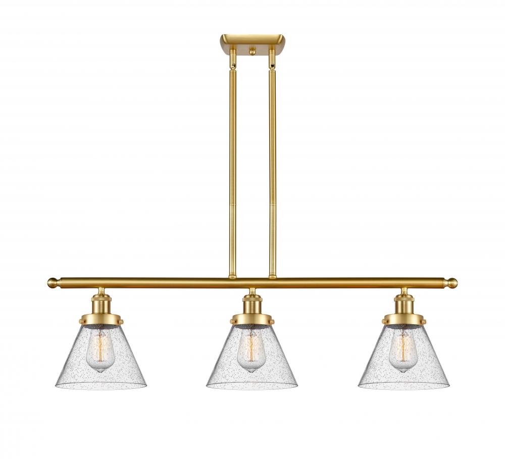 Cone - 3 Light - 36 inch - Satin Gold - Stem Hung - Island Light