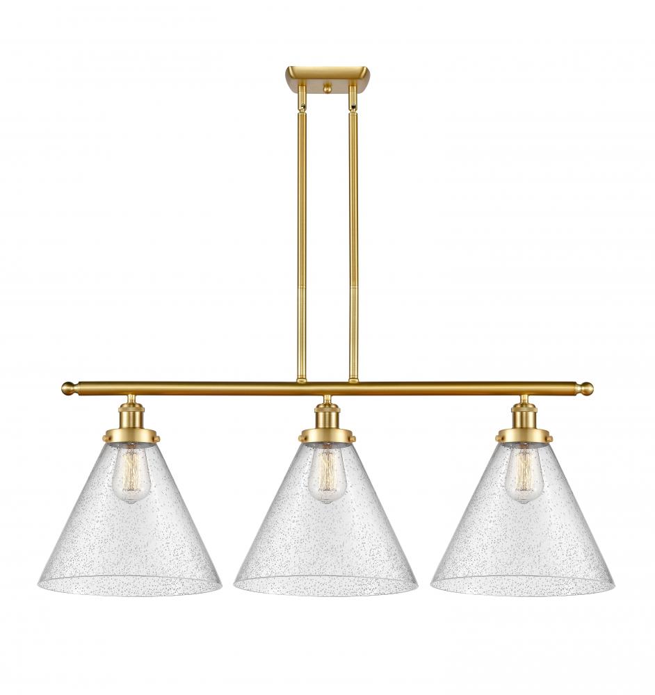 Cone - 3 Light - 36 inch - Satin Gold - Stem Hung - Island Light