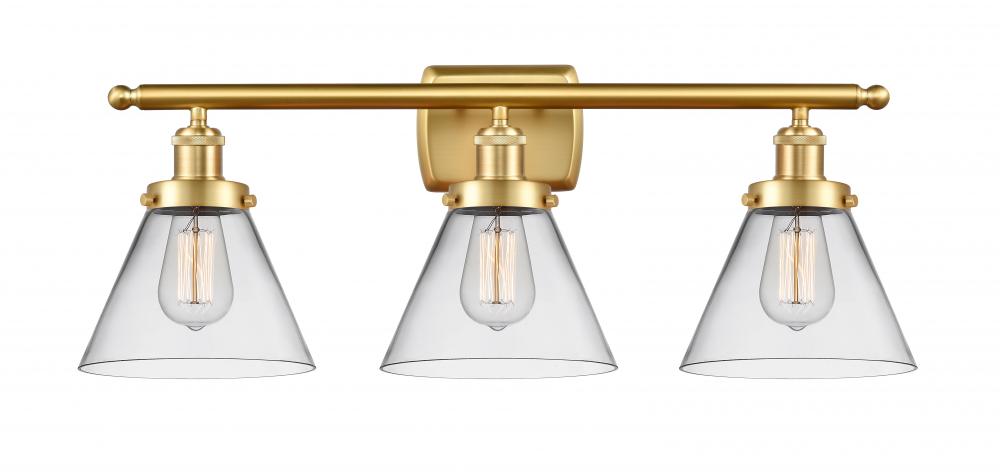 Cone - 3 Light - 28 inch - Satin Gold - Bath Vanity Light