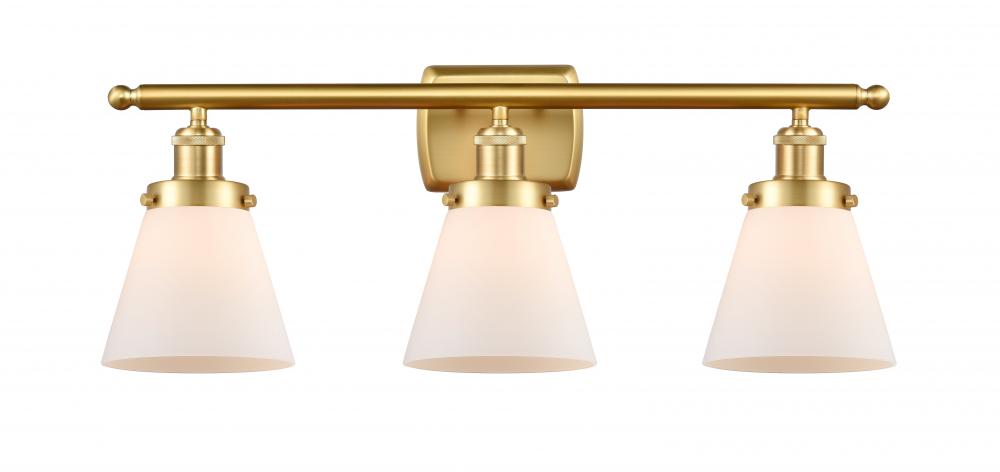 Cone - 3 Light - 26 inch - Satin Gold - Bath Vanity Light