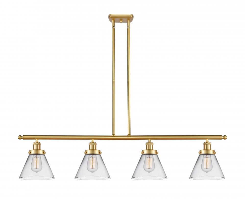 Cone - 4 Light - 48 inch - Satin Gold - Stem Hung - Island Light