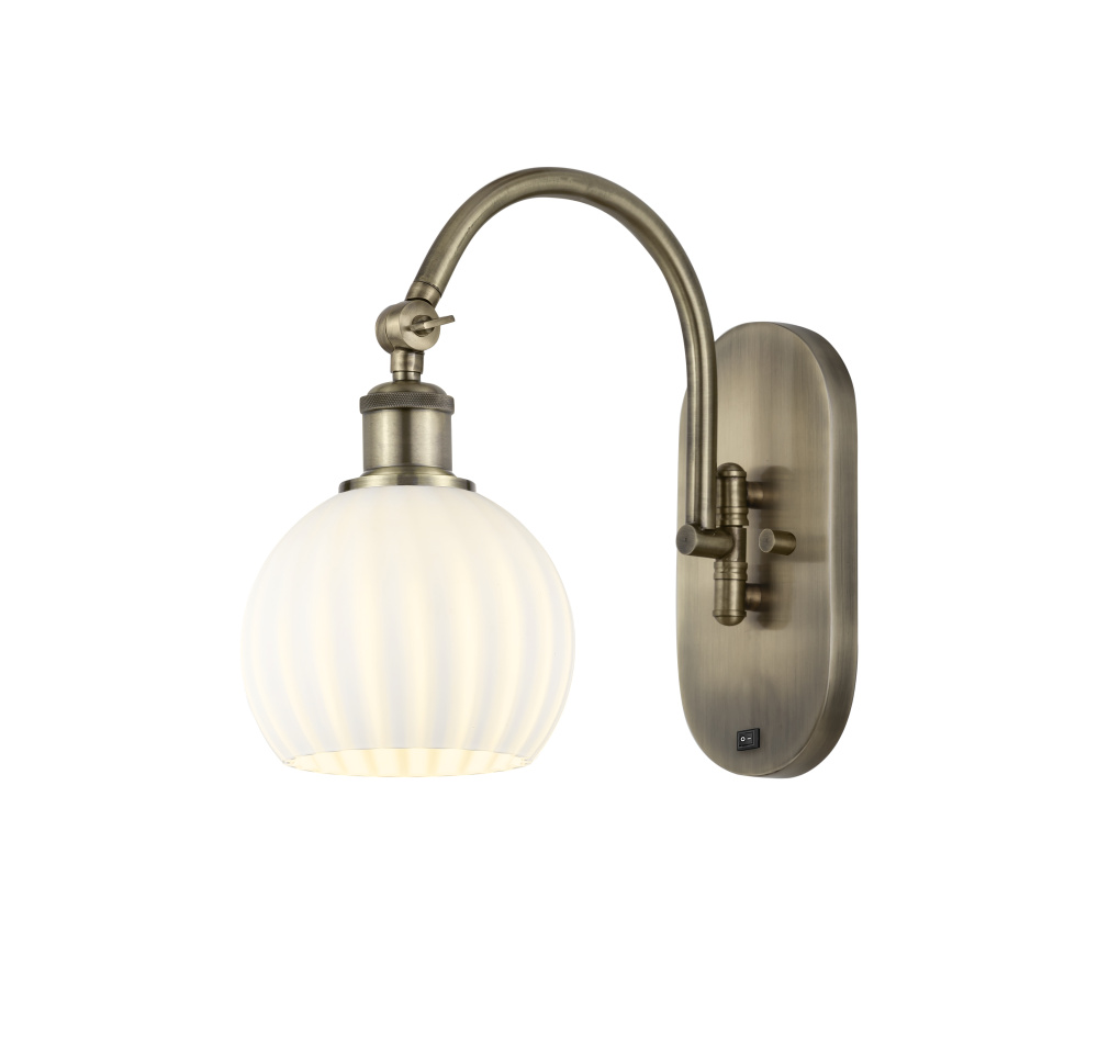 White Venetian - 1 Light - 6 inch - Polished Chrome - Sconce