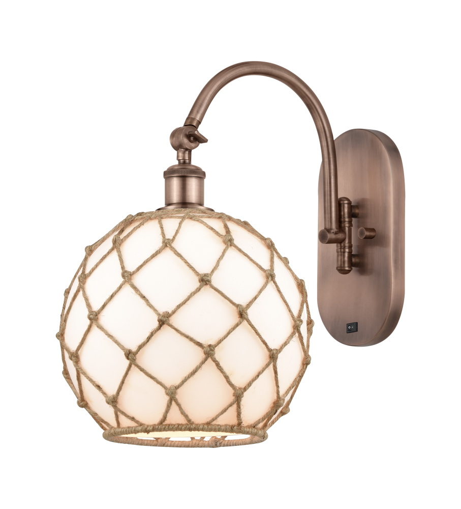 Farmhouse Rope - 1 Light - 10 inch - Antique Copper - Adjustable - Sconce
