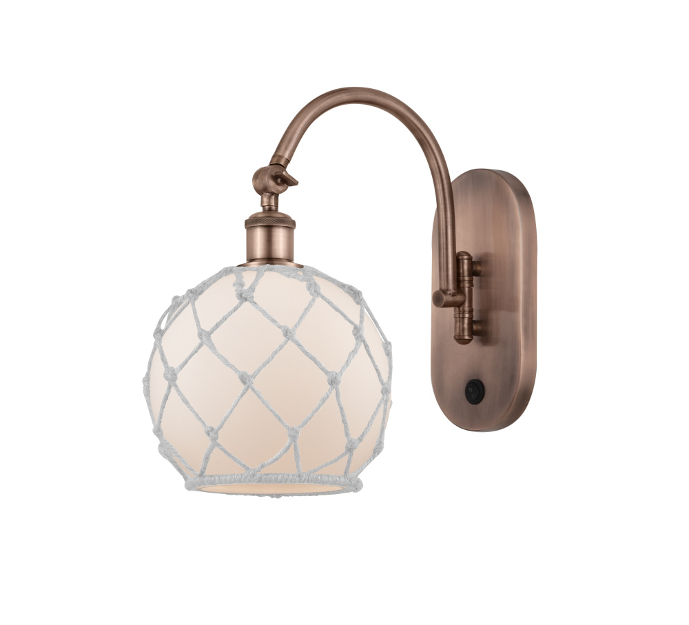 Farmhouse Rope - 1 Light - 8 inch - Antique Copper - Adjustable - Sconce