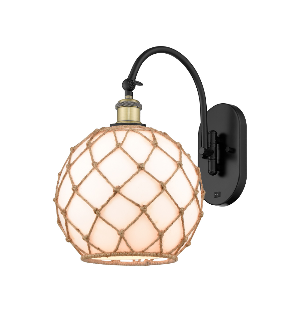 Farmhouse Rope - 1 Light - 10 inch - Black Antique Brass - Adjustable - Sconce