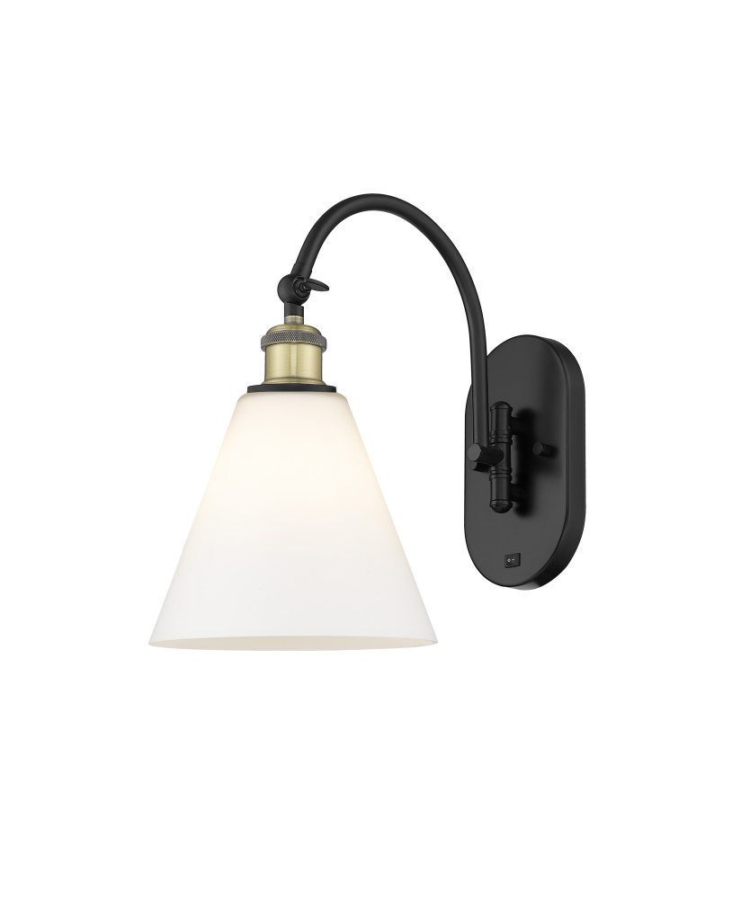 Berkshire Glass - 1 Light - 8 inch - Black Antique Brass - Sconce