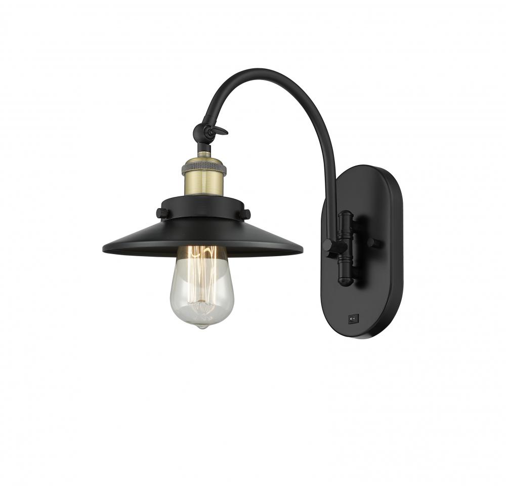 Railroad - 1 Light - 8 inch - Black Antique Brass - Adjustable Swing Arm