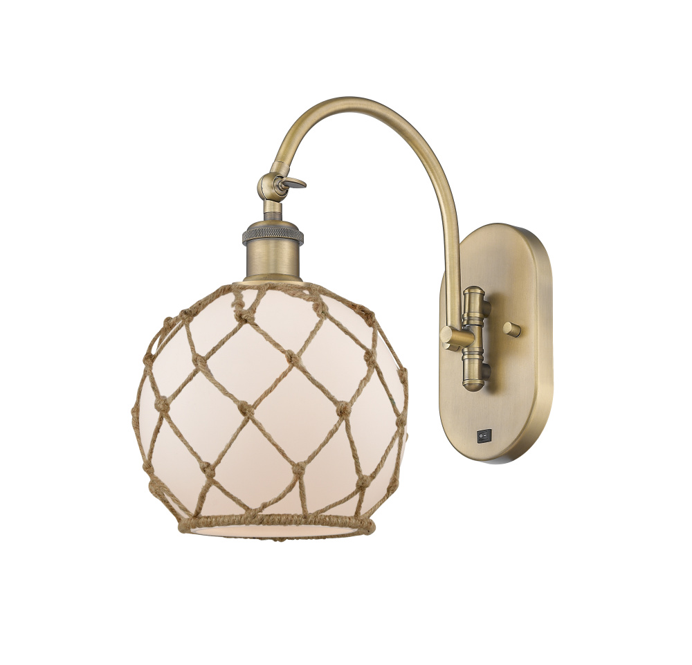 Farmhouse Rope - 1 Light - 8 inch - Brushed Brass - Adjustable - Sconce