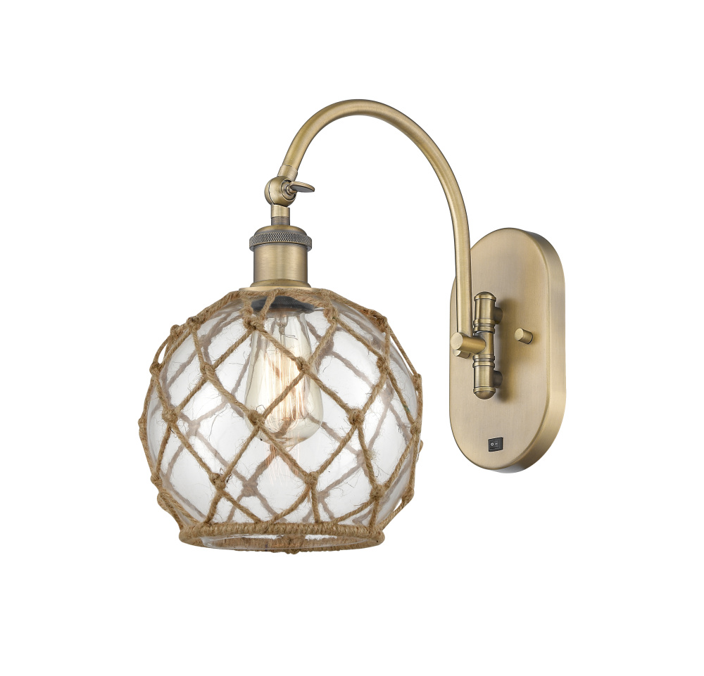Farmhouse Rope - 1 Light - 8 inch - Brushed Brass - Adjustable - Sconce