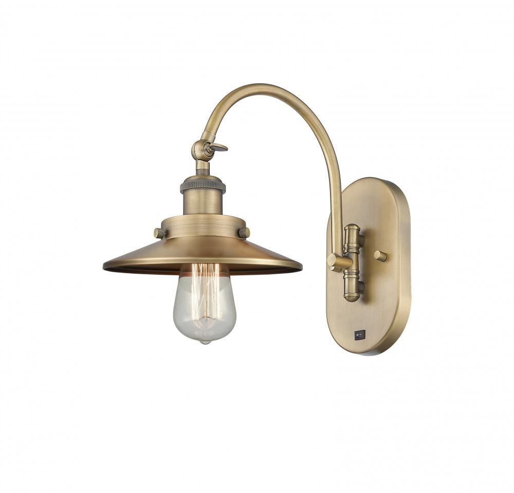 Railroad - 1 Light - 8 inch - Brushed Brass - Adjustable Swing Arm
