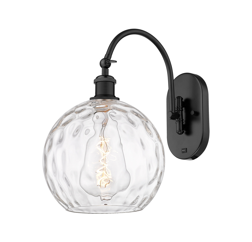 Athens Water Glass - 1 Light - 10 inch - Matte Black - Adjustable - Sconce