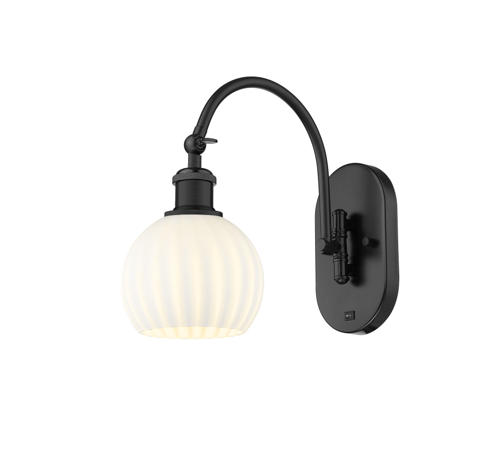 White Venetian - 1 Light - 6 inch - Matte Black - Sconce