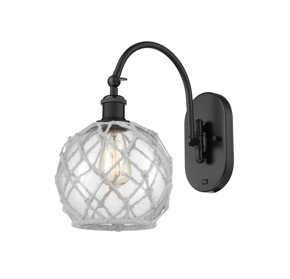Farmhouse Rope - 1 Light - 8 inch - Matte Black - Adjustable - Sconce
