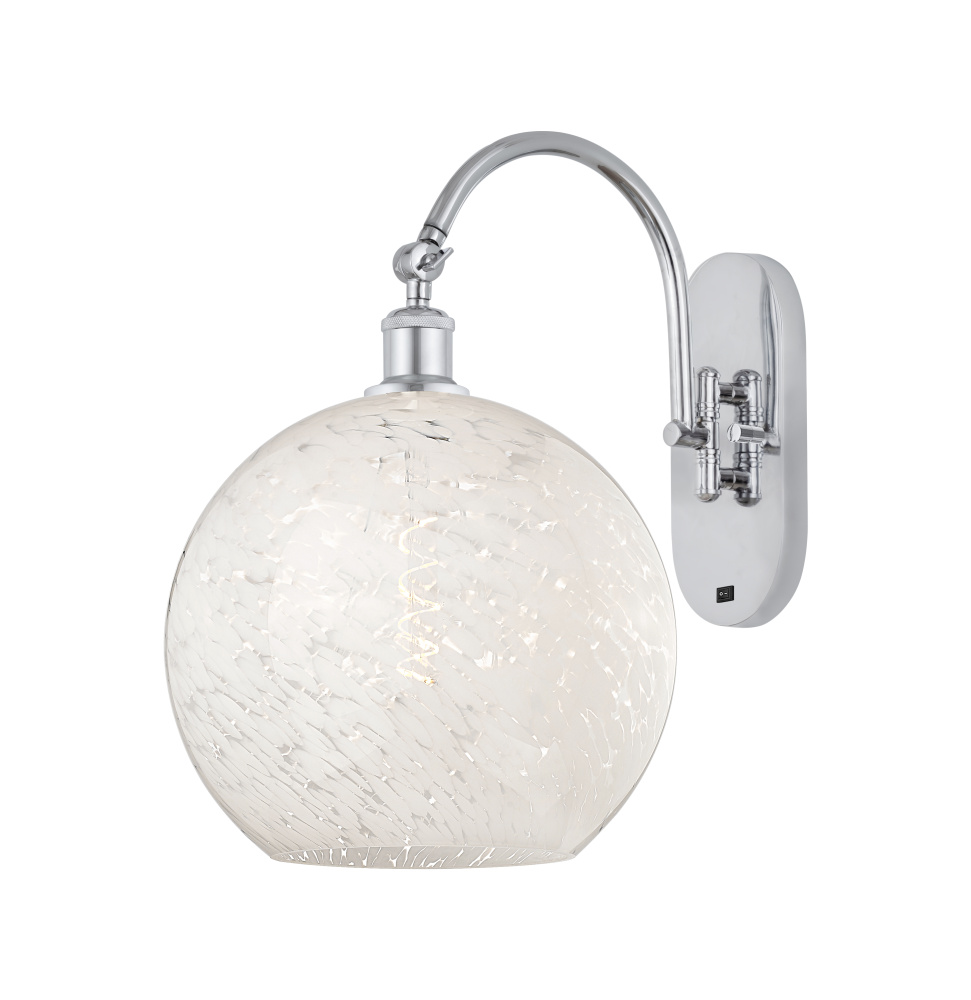 White Mouchette - 1 Light - 12 inch - Polished Chrome - Sconce