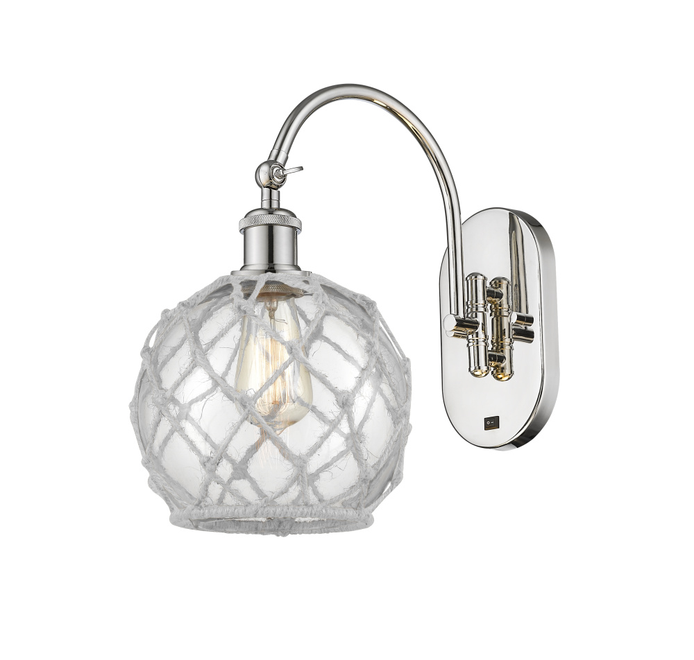 Farmhouse Rope - 1 Light - 8 inch - Polished Nickel - Adjustable - Sconce