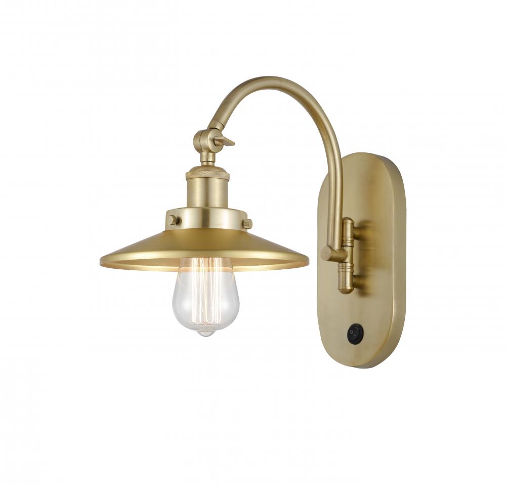 Railroad - 1 Light - 8 inch - Satin Gold - Adjustable Swing Arm