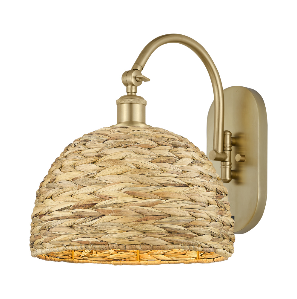 Woven Rattan - 1 Light - 12 inch - Satin Gold - Sconce