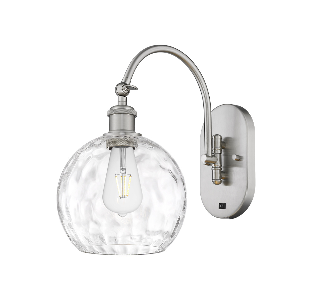 Athens Water Glass - 1 Light - 8 inch - Brushed Satin Nickel - Sconce