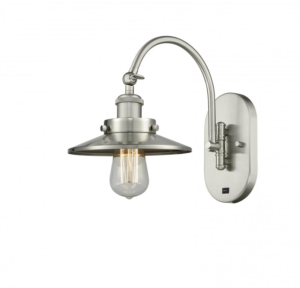 Railroad - 1 Light - 8 inch - Brushed Satin Nickel - Adjustable Swing Arm