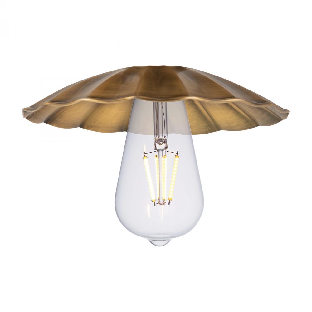 Scallop - 1 Light - 8 inch - Brushed Brass - Mini Pendant