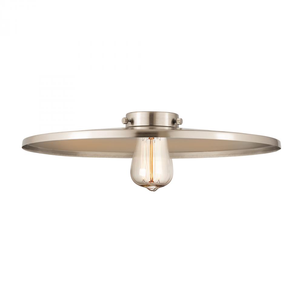 Railroad Light 16 inch Brushed Satin Nickel Metal Shade