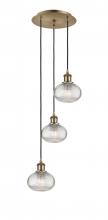 Innovations Lighting 113B-3P-AB-G555-6CL - Ithaca - 3 Light - 13 inch - Antique Brass - Cord hung - Multi Pendant